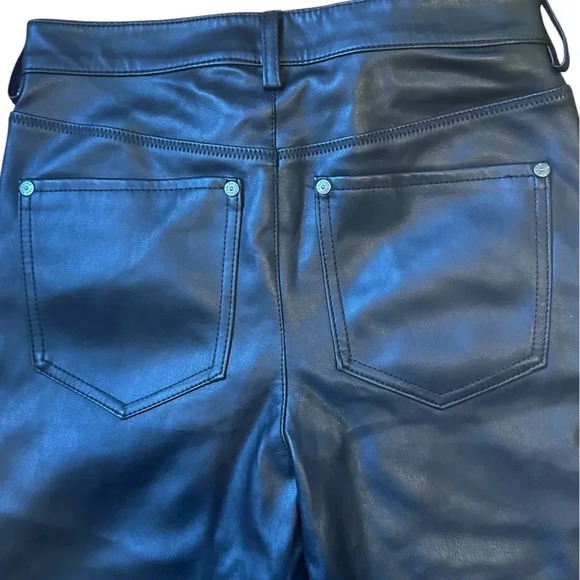 NEW Free People Black Faux Vegan Leather Moto Skinny High Waisted Pants Size 28 - Picture 7 of 10